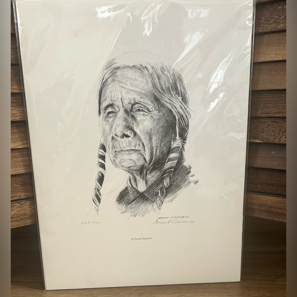 E. Grant Cummings Signed "A Proud Apache" Limited Edition Sketch Print 12x16